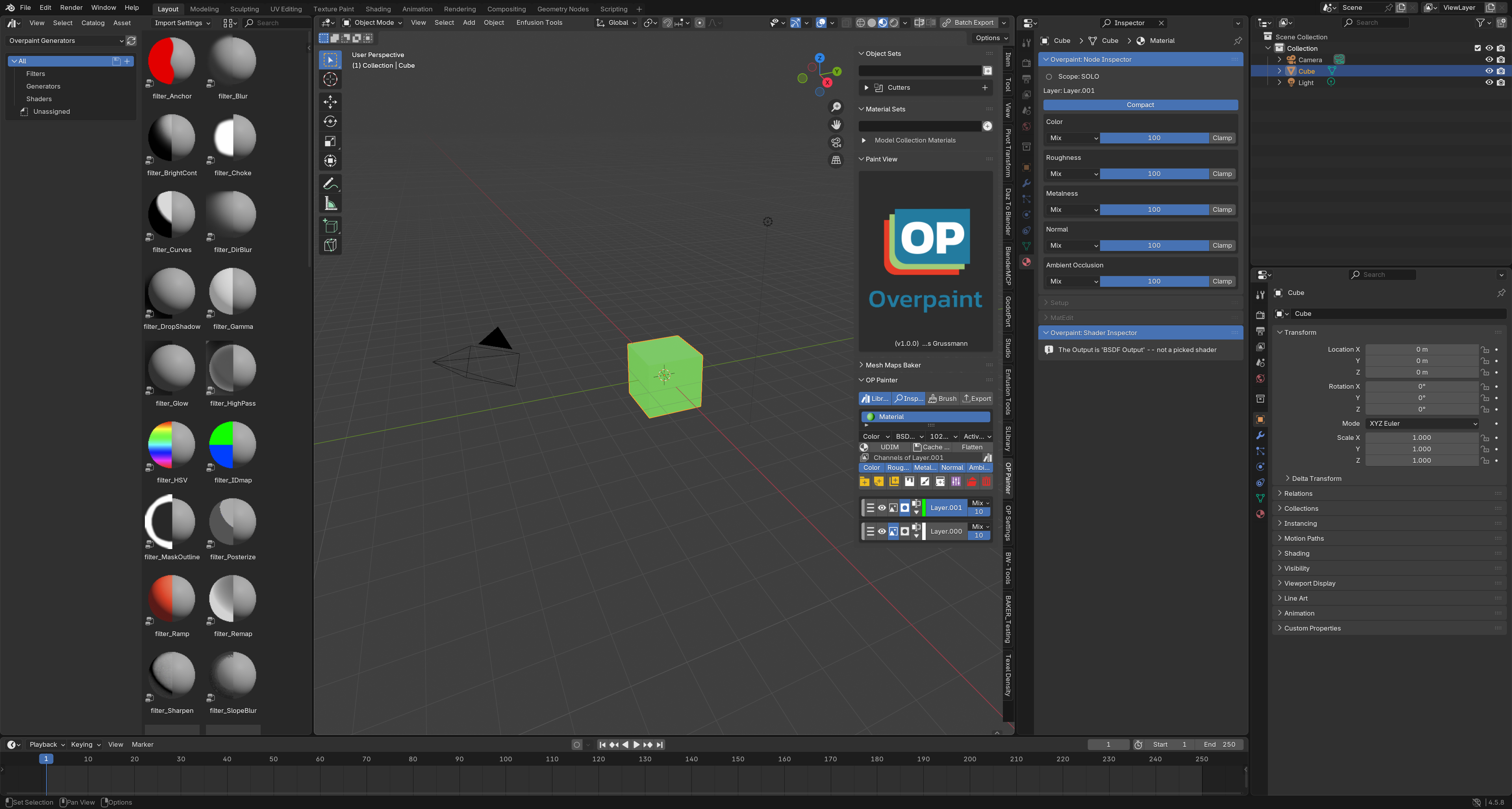 Overpaint Inspector split beside the 3D View